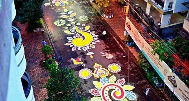 mighty rangoli in kolkatta