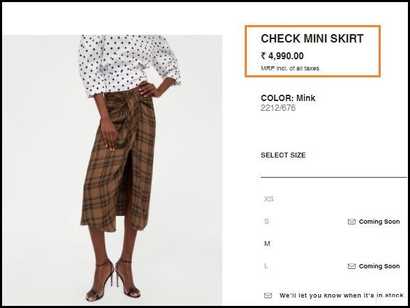 lungi available on zara with heavy price