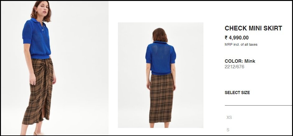 lungi available on zara with heavy price