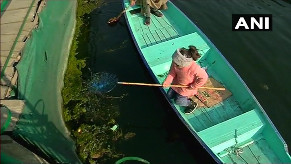 5 year old cleaning up kashmir dal lake
