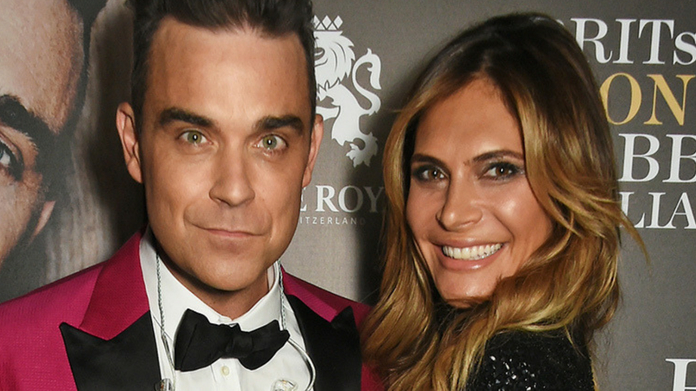 robbie williams and ayda fielding performing for FIFA 2018 inaugral ceremony