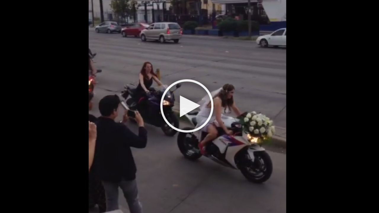 bride in bike