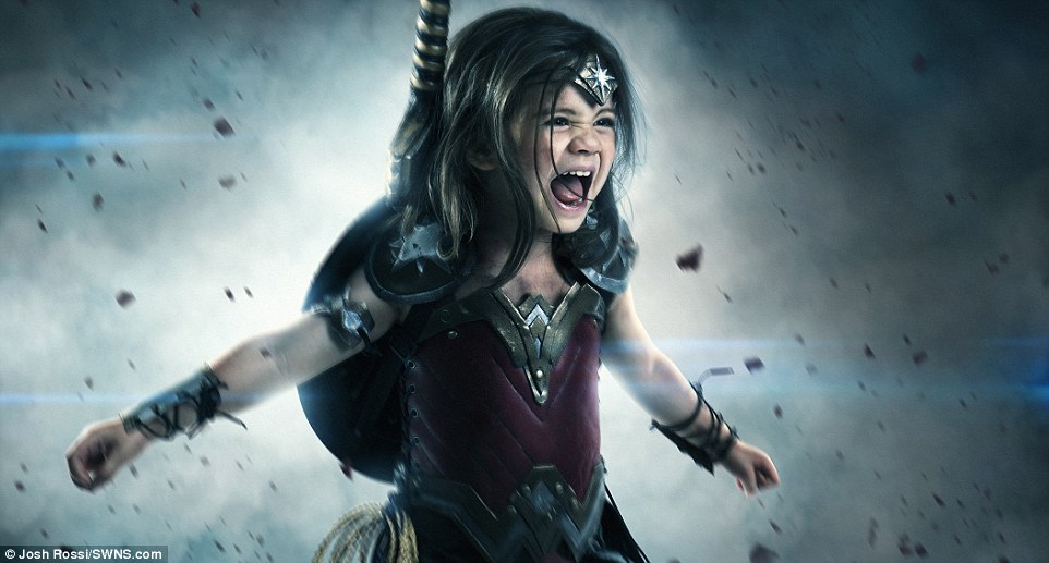 this photographer transforms his daughter to a wonder woman