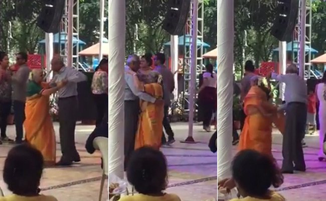 old couple romantic dance