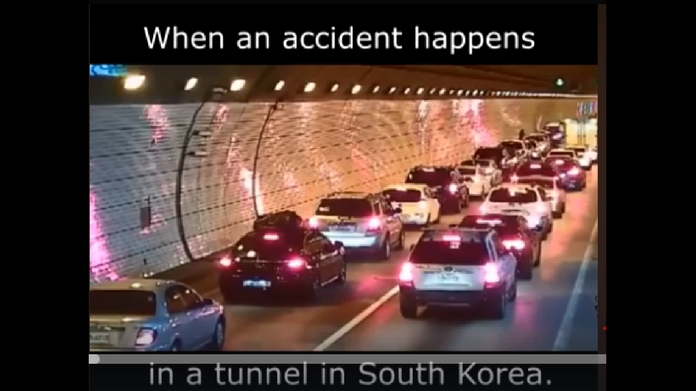 when accident happens in a tunnel in south Korea