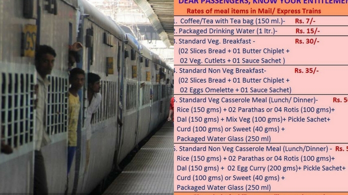 Catering charges of Indian Railway