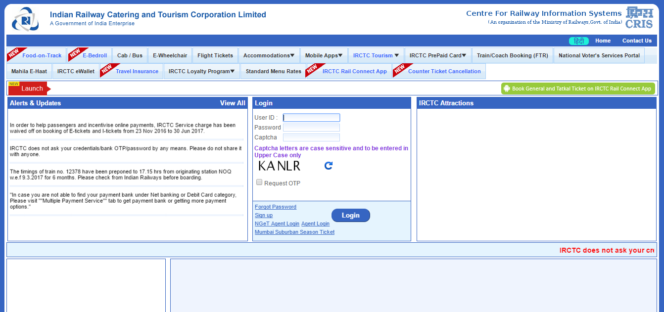 train ticket online booking service charge will not be charged till June 30