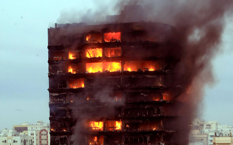 massive fire outbreak at sharjah