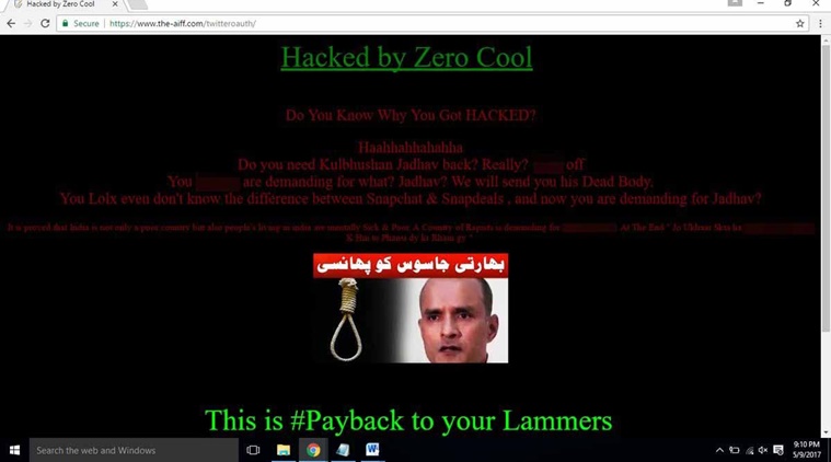 all-India football federation website hacked