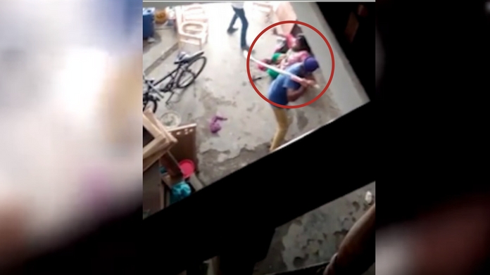 Shocking video shows man beating wife for having a baby girl