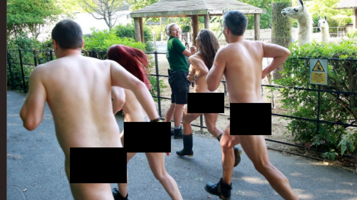 London Zoo staff members strip off for charity event