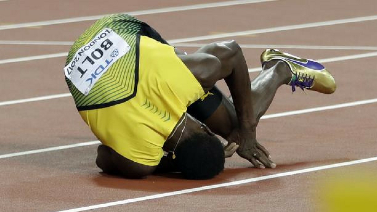Usain Bolt crashes out of his last ever race