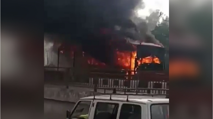 visuals of burning north india over gurmeet issue