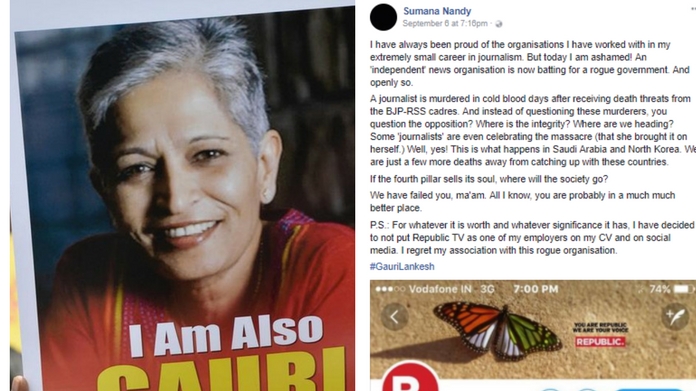 Sumana nandy fb post against Republic channel