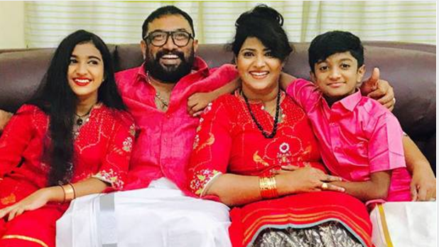 baburaj with family in FB live wishing onam
