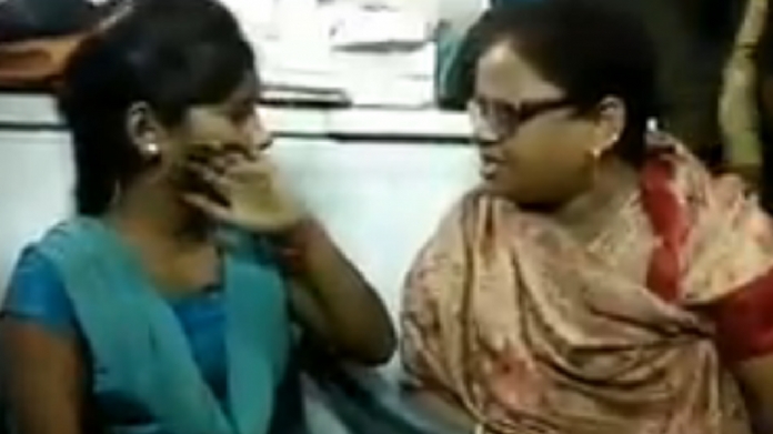 bjp woman leader sangeetha varshini slaps girl for sitting with muslim boy