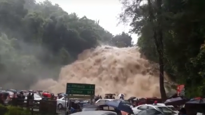 charpa falls during heavy rain kerala