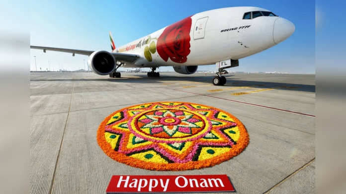 emirates put onam flower carpet in runway