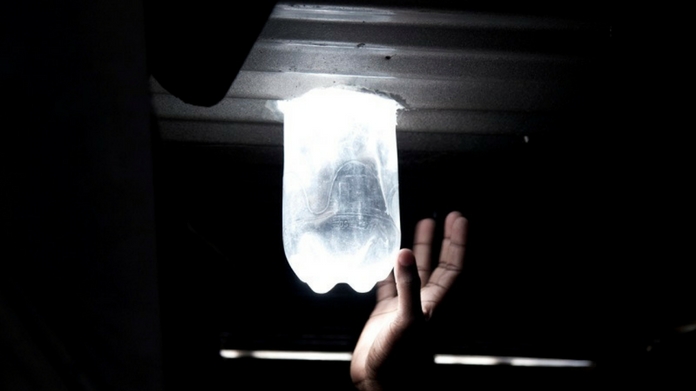 light from plastic bottle