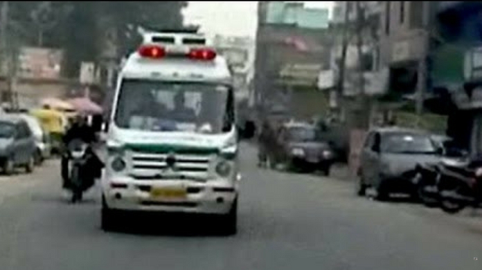 ambulance ambulance with 5 month old baby set out to kochi from tvm