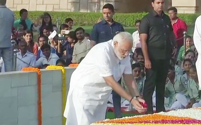 modi at rajghat on gandhi jayanti