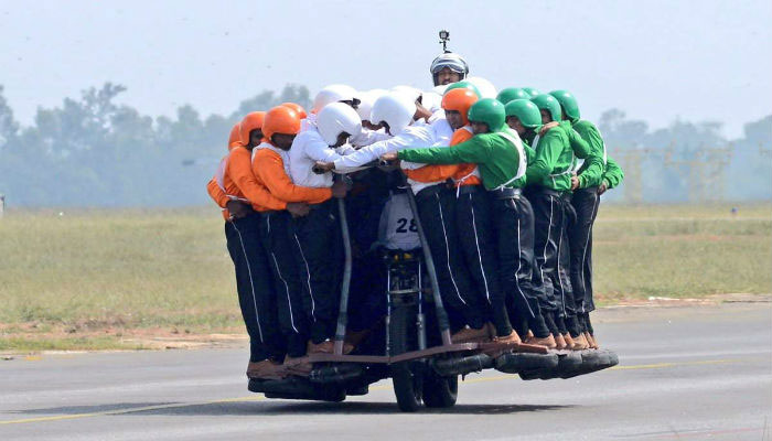 58 people in one bike, indian army