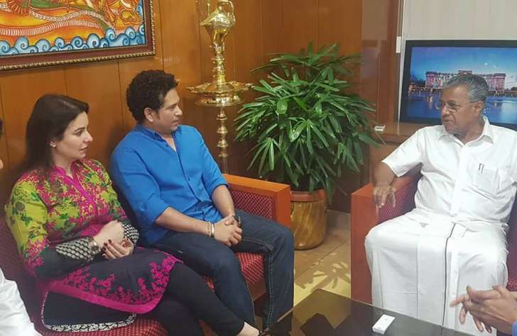 sachin met cheif minister pinarayi vijayan