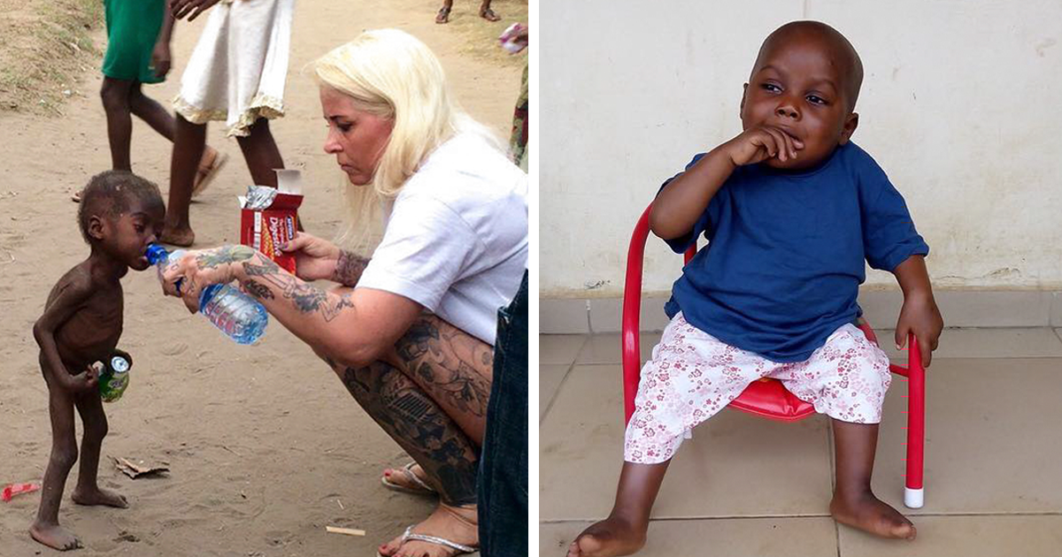 anja ringgren lovén, social worker giving water to boy