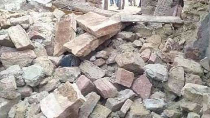 school wall collapsed