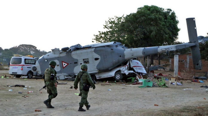 Military helicopter crashes in Mexico killing 14