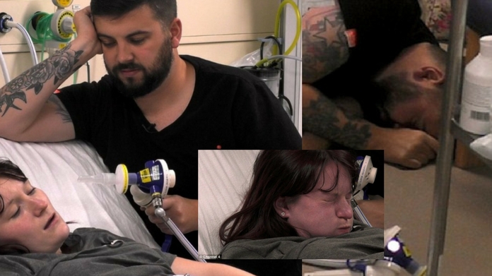 father to be passess out during girlfriends labour