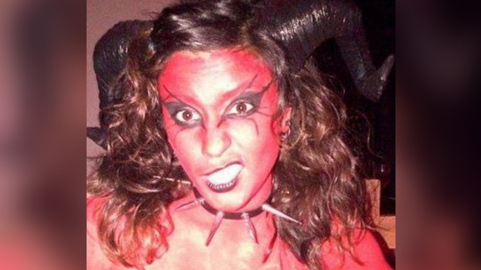 model dressed in halloween suicided