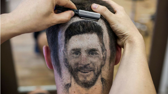 messi face in hair