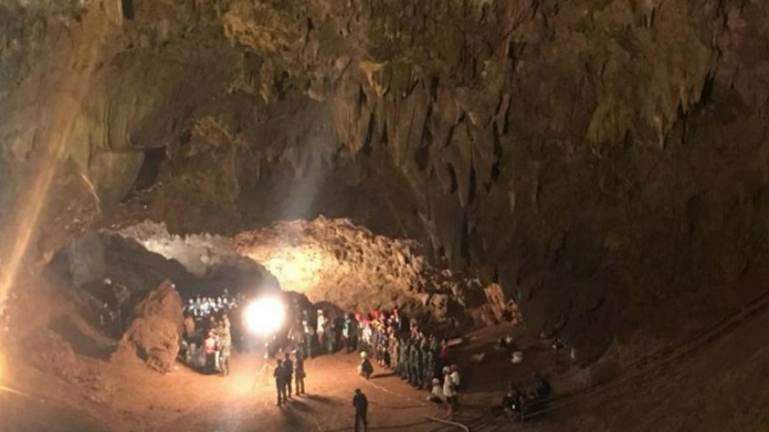 rescue process undergoing to save fottball team trapped in cave