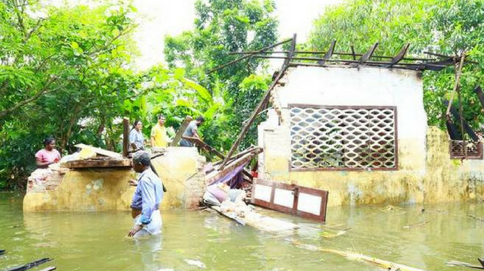 free ration for families in disaster relief camp