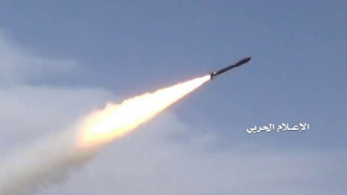 military intercept houthi missile targetting saudi