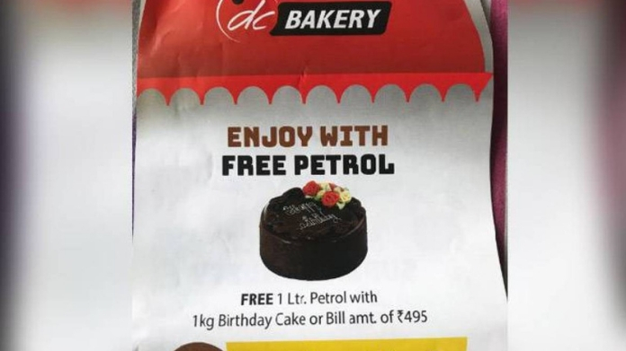 bakery assures one litre petrol free with purchase of 1kg cake