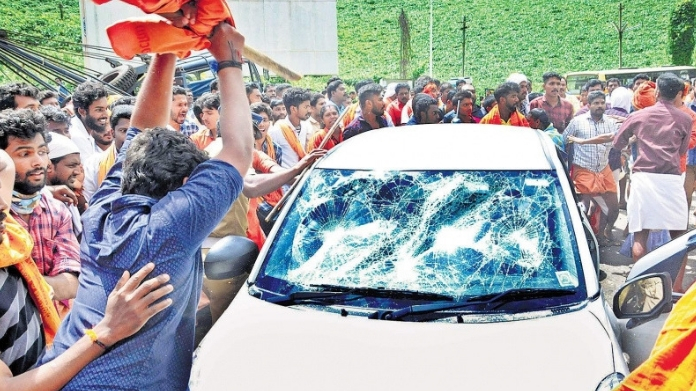 govt employee who took part in sabarimala attack suspended