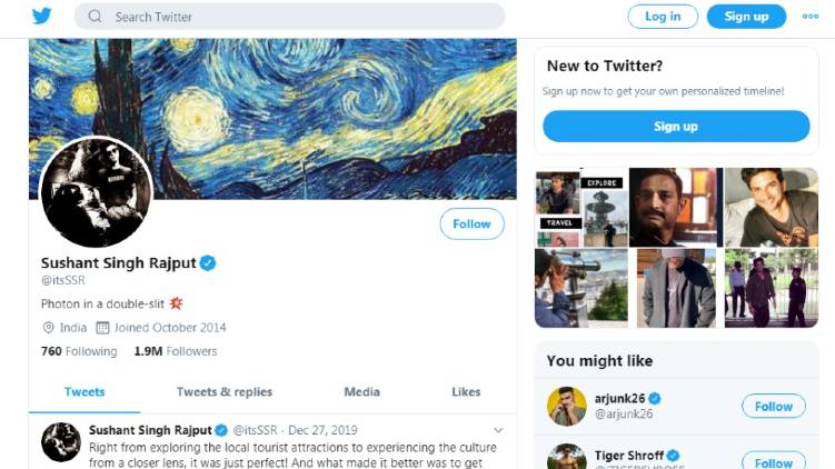 Pictures of Sushant's Twitter cover Death hint