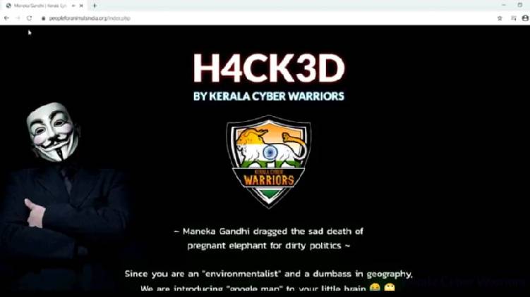 Kerala cyber warriors hacked maneka gandhi's website