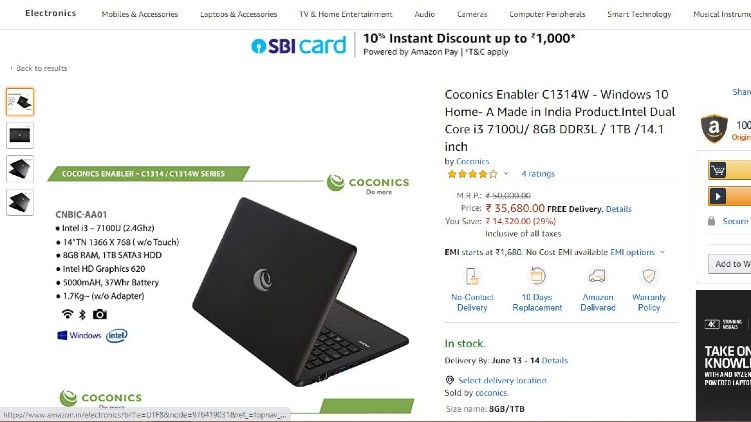 coconics laptops in amazon
