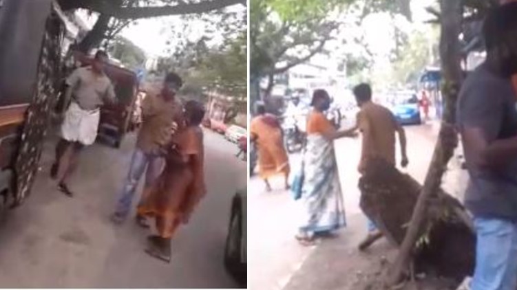 Old lady beaten up