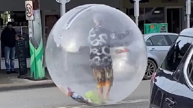 Man Giant Plastic Bubble