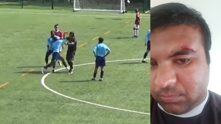 Football player attacked referee