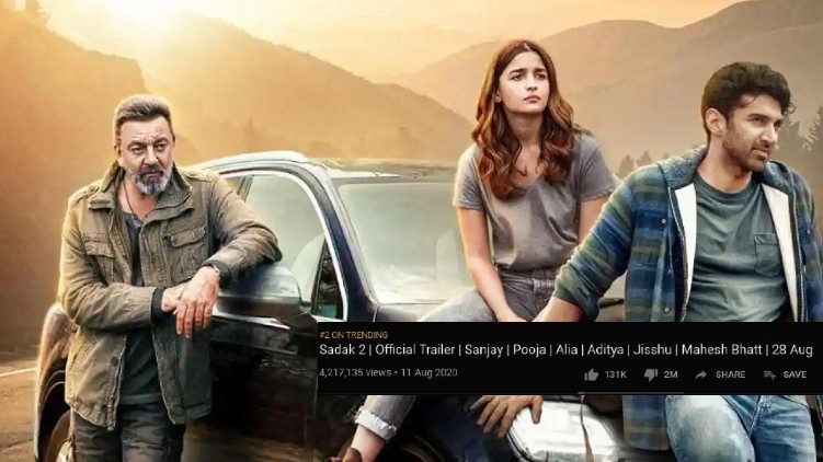 sadak 2 million dislikes