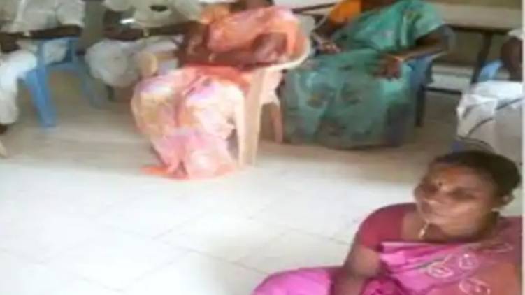 dalit panchayath president made to sit n floor