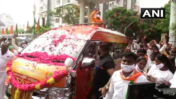 BJP Yatra traffic ambulance