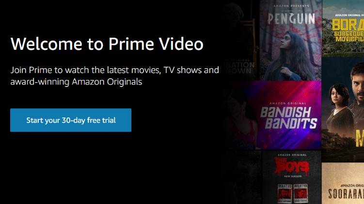 Amazon Prime with 30 days free streaming offer