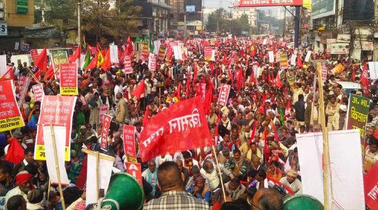 Nationwide protest by trade unions to support farmers protest