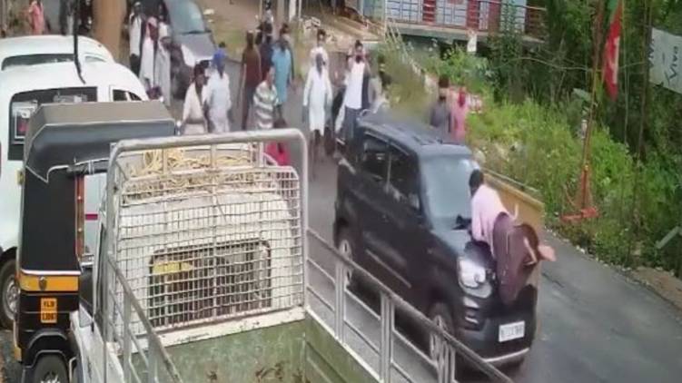 car hits road worker